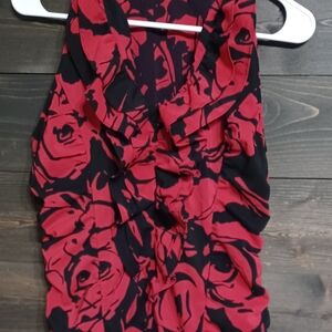 Express Red and Black Floral Top